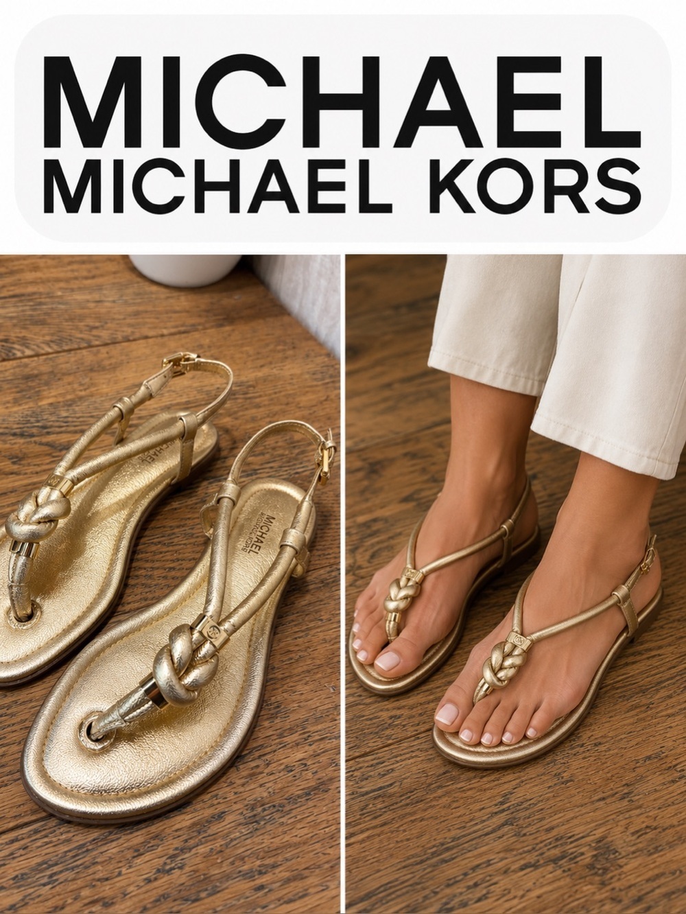 MICHAEL KORS Gold Sandals Women’s Size 5 / 5.5